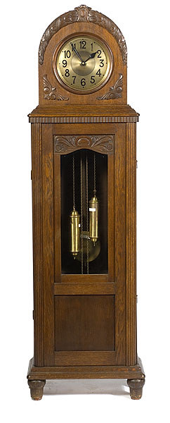 German Tall Clock in Carved Oak Case, — Antique Clocks Price Guide
