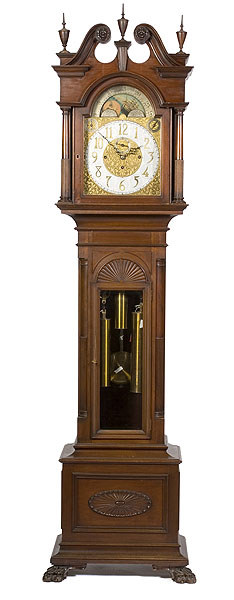 Mahogany Tall Case Clock Attributed to Durfee, — Antique Clocks Price Guide