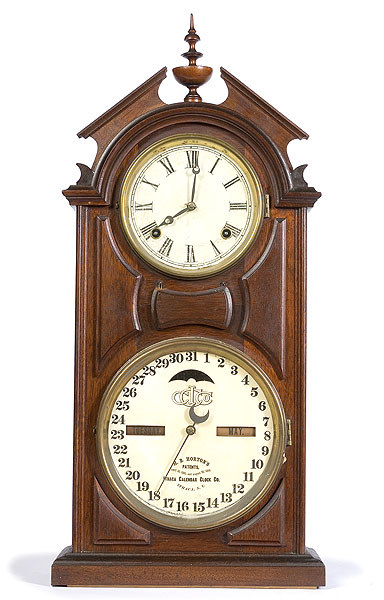 Ithaca Library No. 8 Double Dial Calendar Shelf Clock, — Antique Clocks Price Guide