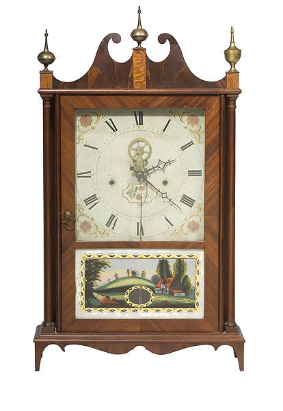 Scarce Open Escapement Pillar &amp; Scroll Clock, — Antique Clocks Price Guide