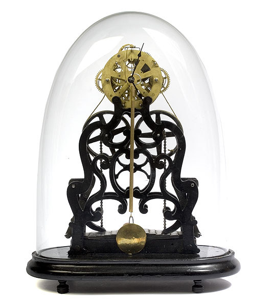 Atkins Skeleton Clock with Wagon Spring Movement, — Antique Clocks Price Guide