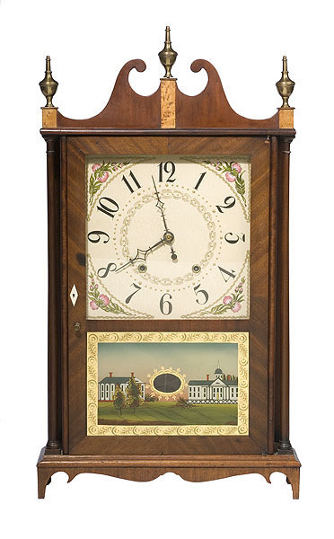 Eli Terry &amp; Sons Wooden Works Pillar &amp; Scroll Clock, — Antique Clocks Price Guide