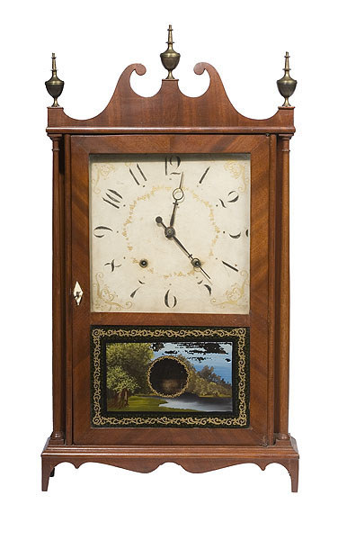E. Terry &amp; Sons Wooden Works Pillar &amp; Scroll Clock, — Antique Clocks Price Guide