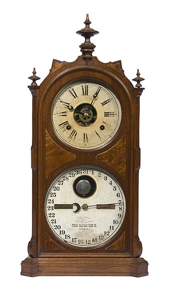 Ithaca Calendar Clock Co. Double Dial Shelf Clock, — Antique Clocks Price Guide