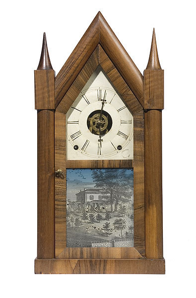 Scarce Terry &amp; Andrews Steeple Clock with Alarm &amp; Brass Springs, — Antique Clocks Price Guide