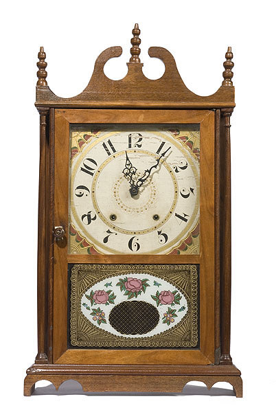 Terry Patent Wooden Works Pillar &amp; Scroll Clock, — Antique Clocks Price Guide