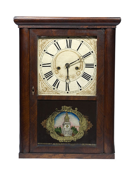 Eli Terry Jr. &amp; Co. Mahogany Half Column Shelf Clock, — Antique Clocks Price Guide