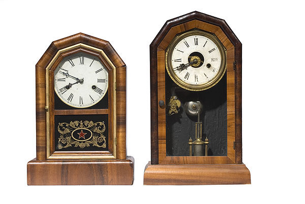 Two Mahogany Octagon Top Shelf Clocks, — Antique Clocks Price Guide