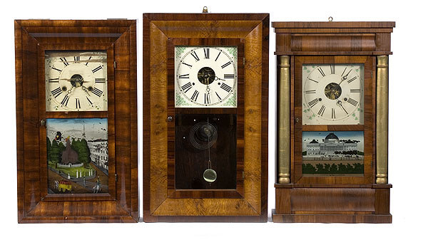Uncatalogued Lot: Two Ogee &amp; One Half Column Clocks, — Antique Clocks Price Guide