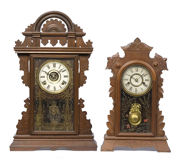 Uncatalogued Lot: Two Walnut Kitchen Shelf Clocks, — Antique Clocks Price Guide