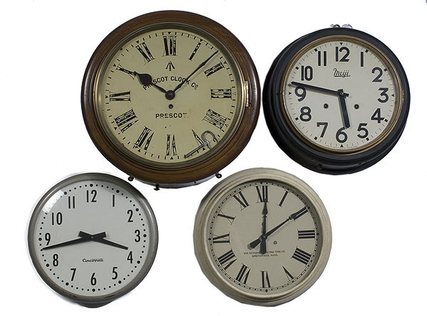 Uncatalogued Lot: Four School House Clocks, — Antique Clocks Price Guide