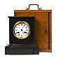 French Japy Freres Black Marble Shelf Clock in Fitted Oak Case,
