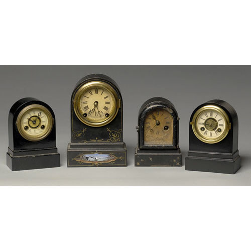 Four Miniature Iron Terry Beehive Clocks, — Antique Clocks Price Guide
