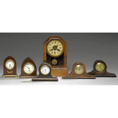 Six Miniature American Wooden Cased Clocks, — Antique Clocks Price Guide