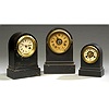 Three Miniature Iron Terry Clock Co. Beehive Clocks,