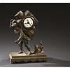 Fine Continental Novelty Clock of Itinerant Peddler,