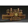 Folk Art Fretwork Steamboat with Clock,