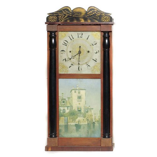 Luman Watson Shelf Clock with Eagle Stencil, — Antique Clocks Price Guide