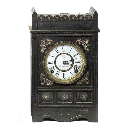 Ansonia Queen Enameled Iron Mantle Clock, — Antique Clocks Price Guide