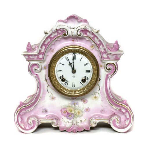 Ansonia Porcelain-Decorated Mantle Clock, — Antique Clocks Price Guide