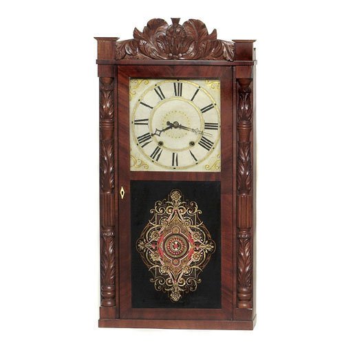 Riley Whiting Winchester, Ct. Shelf Clock, 8-day(?) time and strike, weight-driven, wooden works. — Antique Clocks Price Guide