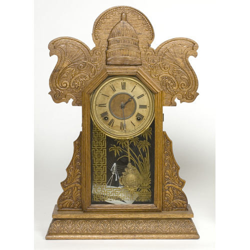 Capital Dome Pressed Oak Ingraham Shelf Clock, — Antique Clocks Price Guide