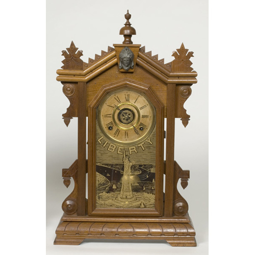 Walnut Statue of Liberty Ingraham Shelf Clock, — Antique Clocks Price Guide