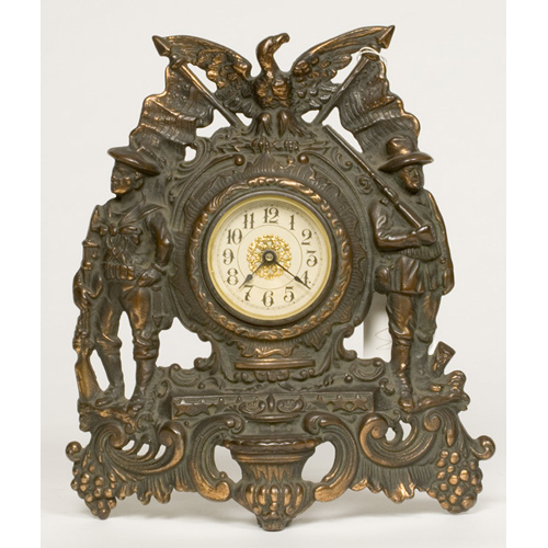 Spanish American War Cast Iron Novelty Clock, — Antique Clocks Price Guide