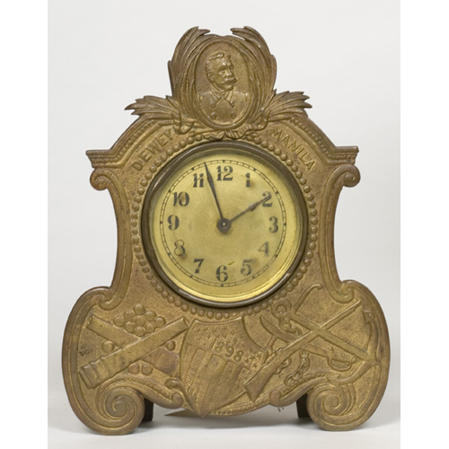 Spanish American War Cast Brass Novelty Clock, unmarked Waterbury — Antique Clocks Price Guide