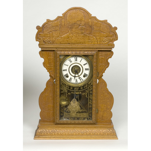Large Admiral Dewey Pressed Oak Shelf Clock by Welch, — Antique Clocks Price Guide