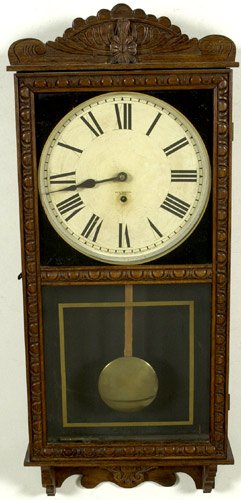 New Haven Tampa Oak Regulator Wall Clock, — Antique Clocks Price Guide