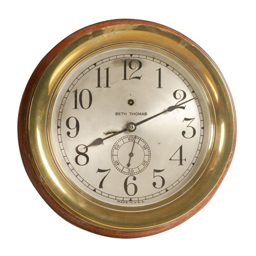Brass 8" Seth Thomas Engine Room Clock from Ohio River Packet Boat, — Antique Clocks Price Guide