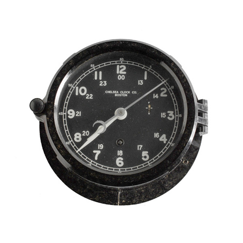 Chelsea Deck/Engine Room Clock in Phenolic Case, — Antique Clocks Price Guide