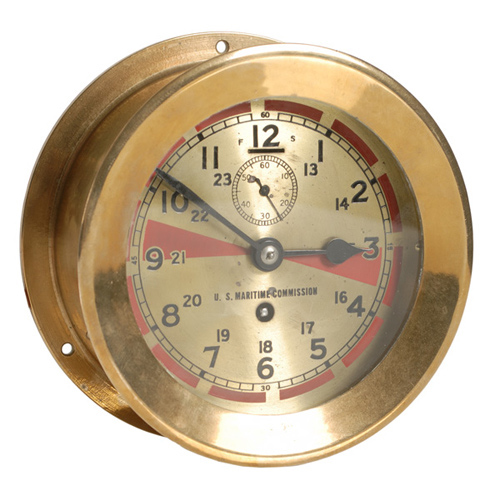 Brass Radio Room Deck Clock for U.S. Maritime Commission, — Antique Clocks Price Guide