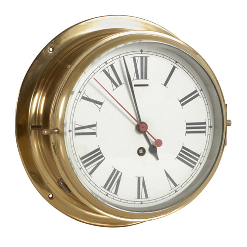 Brass 8" Deck or Engine Room Clock, — Antique Clocks Price Guide