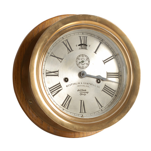 Seth Thomas 15-Day Engine Room Clock for Jas. P. Marsh &amp; Co., — Antique Clocks Price Guide