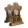 Pair of Ingraham Admiral Dewey Pressed Oak Clocks,