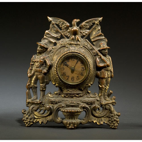 Spanish American War Cast Iron Novelty Clock, — Antique Clocks Price Guide