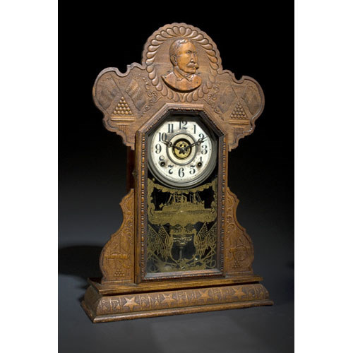 Admiral Dewey Ingraham Pressed Oak Shelf Clock, — Antique Clocks Price Guide