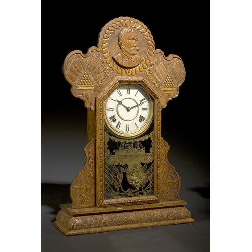Admiral Dewey Ingraham Pressed Oak Shelf Clock, — Antique Clocks Price Guide