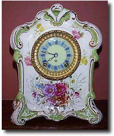 Ansonia Royal Bonn 'La Teste' Porcelain Mantel Clock — Antique Clocks Price Guide