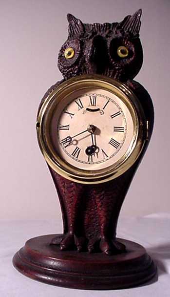 Rare, Hand Carved Owl Clock - American Folk Art — Antique Clocks Price Guide