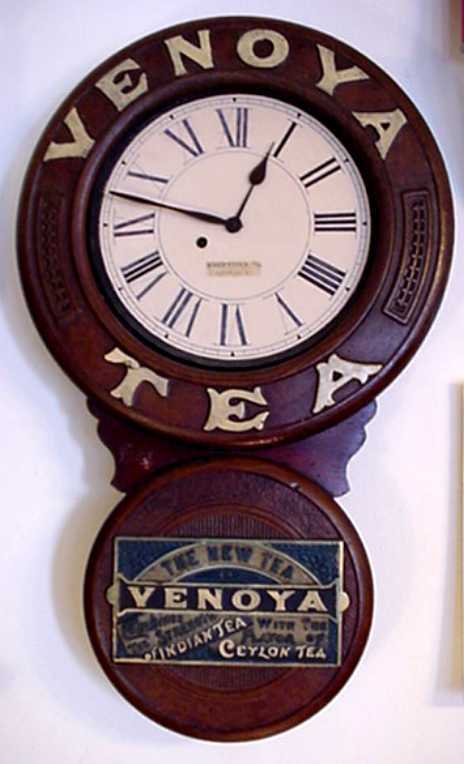 Baird clock, Venoya Tea, circa 1895. — Antique Clocks Price Guide