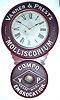 Baird clock, Vanner and Prests Molliscorium (horse liniment), circa 1895, signed works E. Baird Clock Co., Plattsburgh NY.