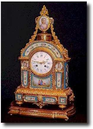 A mantel clock with gilt bronze case and hand painted panel in the SËvres style, c1860 — Antique Clocks Price Guide