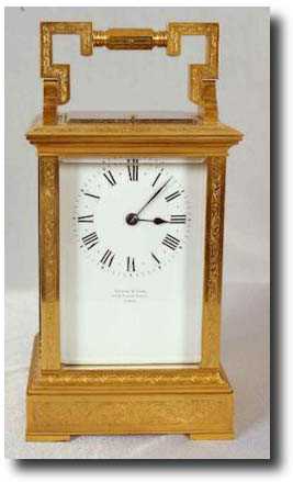A giant three-train Le Roy et Fils Carriage clock in an engraved gilt case, c1880. — Antique Clocks Price Guide