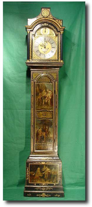 English George II lacquer longcase clock, circa 1760 — Antique Clocks Price Guide