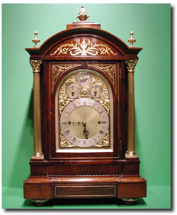 Large English rosewood bracket clock with original bracket, circa 1870 — Antique Clocks Price Guide