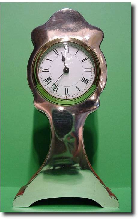 English red leather and silver fronted timepiece mantel clock, circa1904 — Antique Clocks Price Guide