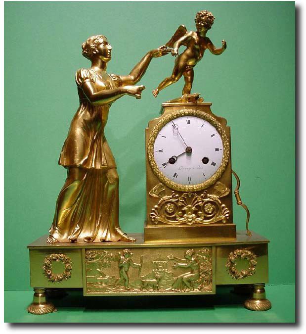 French First Empire gilt ormolu mantel clock by Lugrunge à Paris, circa 1830 — Antique Clocks Price Guide